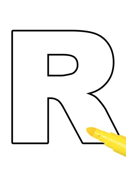 Letter R template printable – Coloring Page