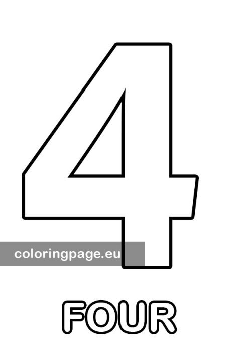 Number Four template | Coloring Page