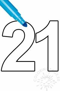 Free Number 21 template | Coloring Page