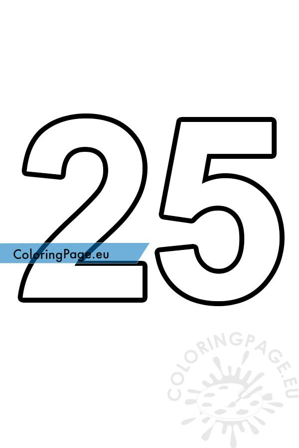 Free Number 25 Template Coloring Page
