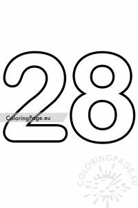 Number 28 outline | Coloring Page