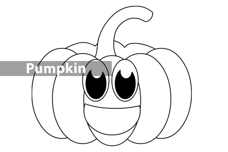 Cute happy pumpkin character | Coloring Page