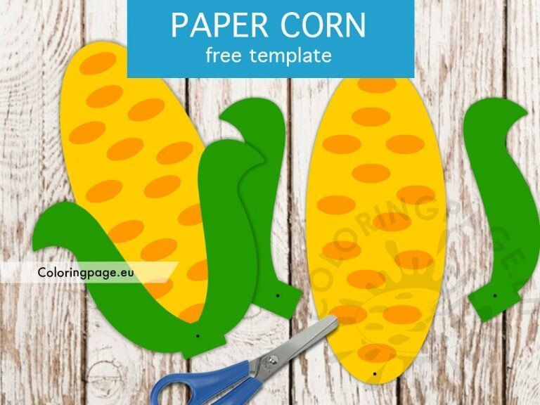 Paper corn craft template Coloring Page