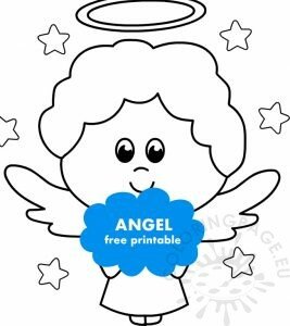 Angel with stars | Coloring Page