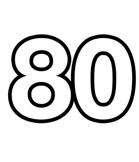 Number 80 outline | Coloring Page