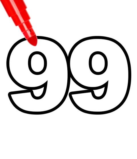 Printable number 99 | Coloring Page