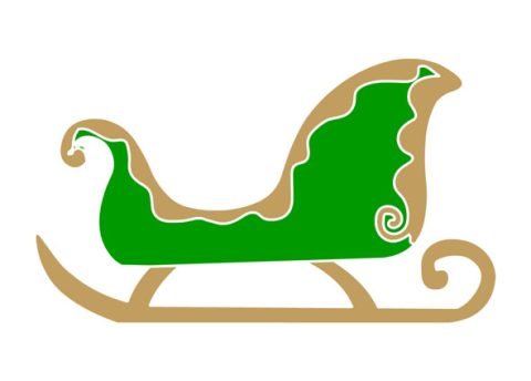 Green Sleigh vector art | Coloring Page