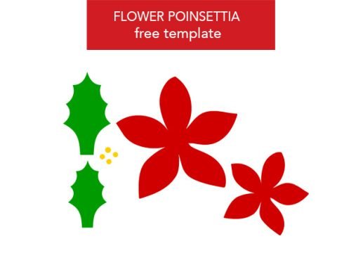 Red poinsettia craft template Coloring Page