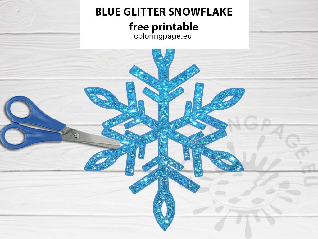 Blue Glitter Snowflake Printable Coloring Page
