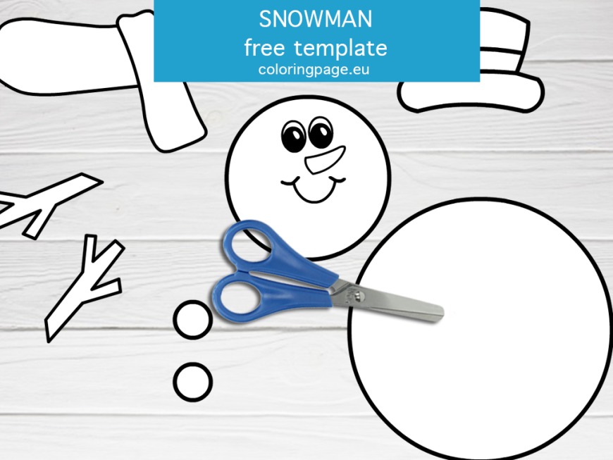 Snowman paper craft template Coloring Page