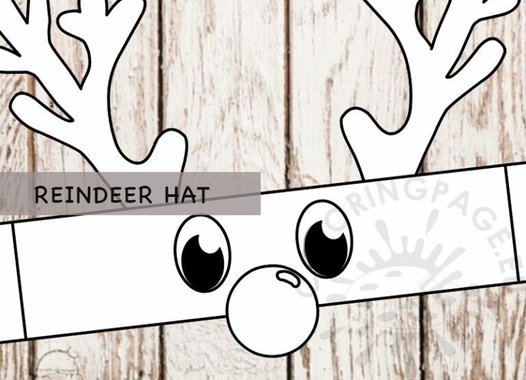 Reindeer hat preschool template Coloring Page