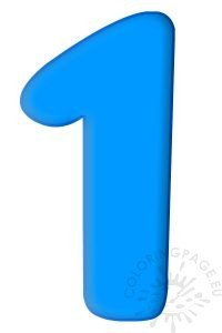 Blue number 1 printable | Coloring Page