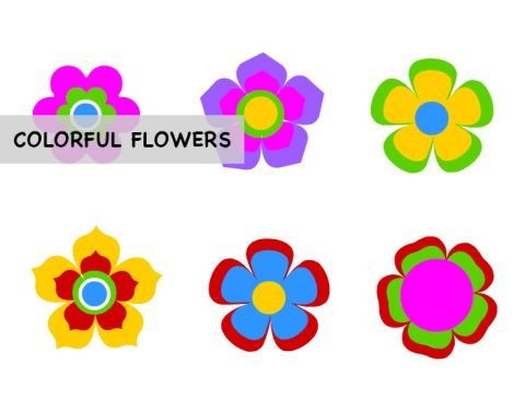 Colorful flowers set printable | Coloring Page