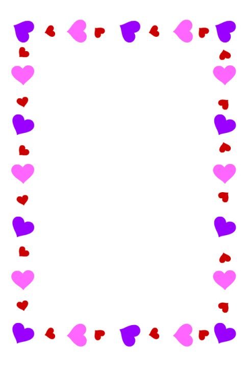 Colorful Hearts Frame | Coloring Page