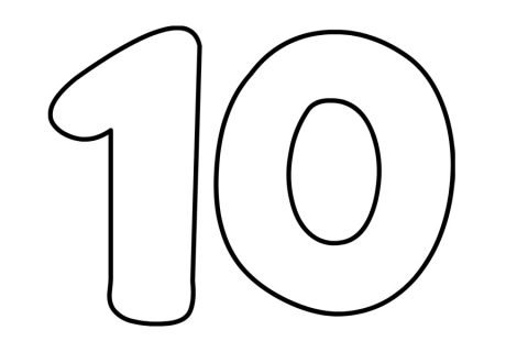 Number 10 Bubble Letter | Coloring Page