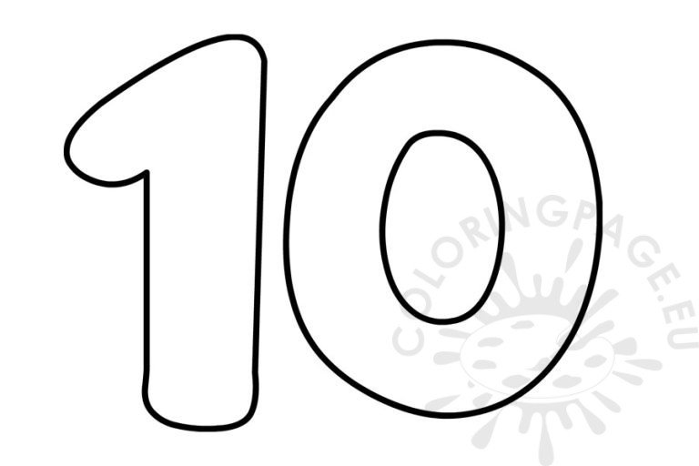 Number 10 Bubble Letter | Coloring Page