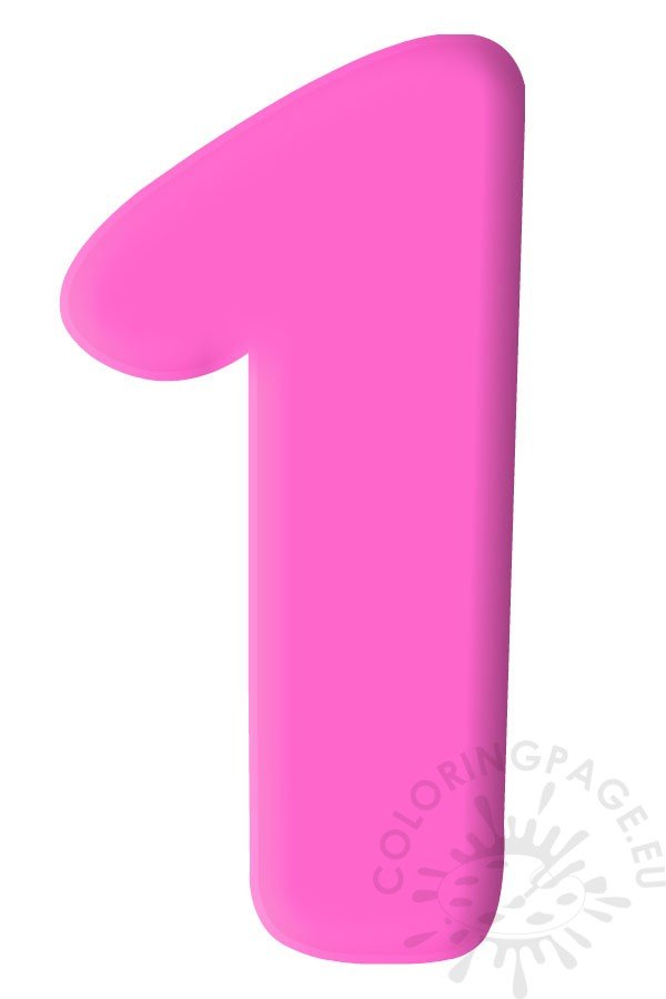 pink number one printable coloring page