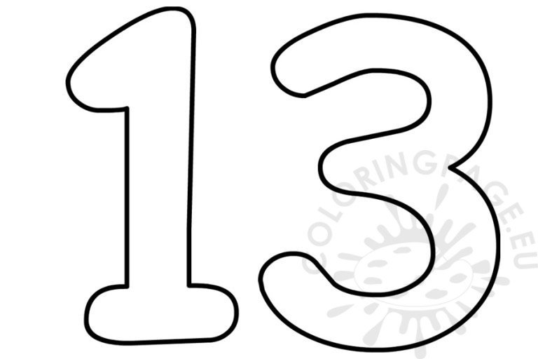 Printable Number 13 bubble letter | Coloring Page