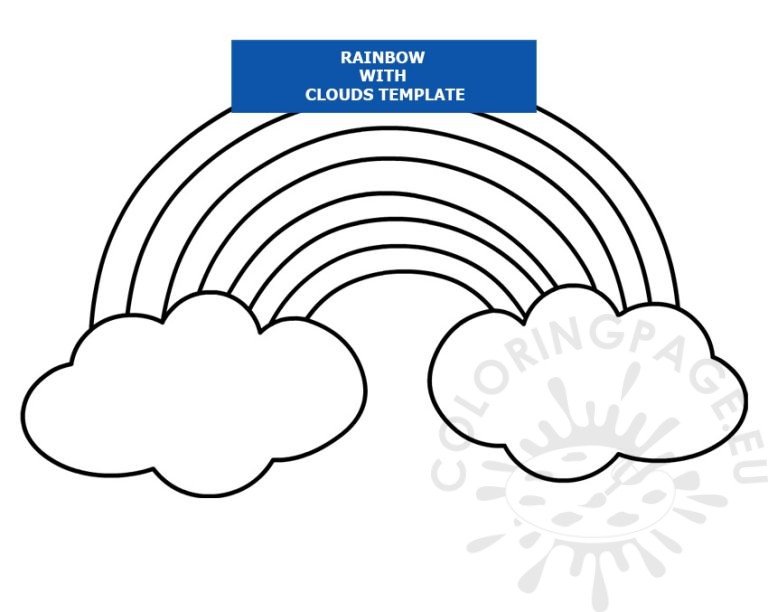 Rainbow with Clouds Template Coloring Page
