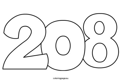 Number 208 outline | Coloring Page