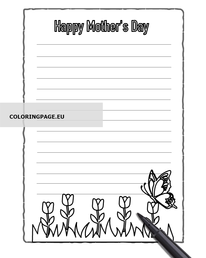 mothers day letter lined paper