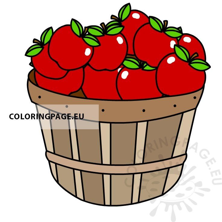 Apple Basket Printable Coloring Page