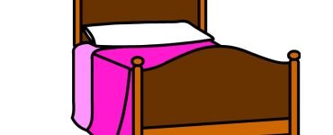 wood bed pink blanket