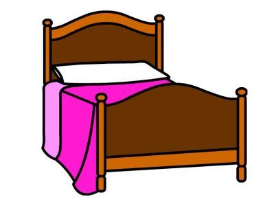 wood bed pink blanket