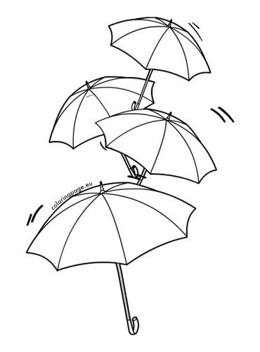Flying umbrellas | Coloring Page