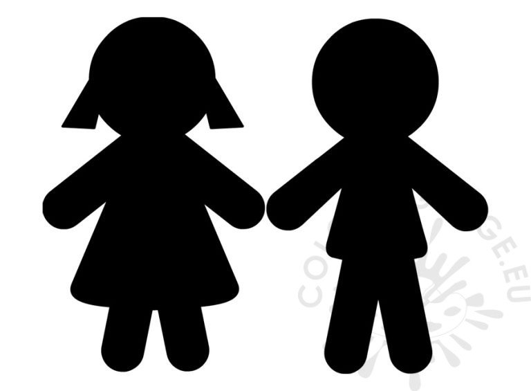 Girl and Boy Silhouette Coloring Page