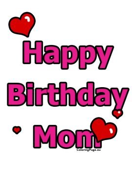 Free Happy Birthday Mom pink | Coloring Page