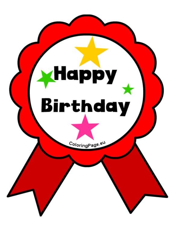 Red Rosette Birthday | Coloring Page