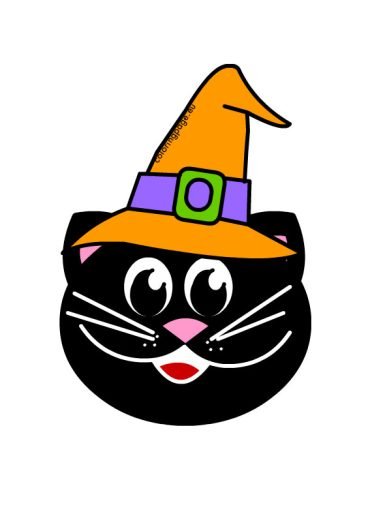 Black cat with witch hat | Coloring Page