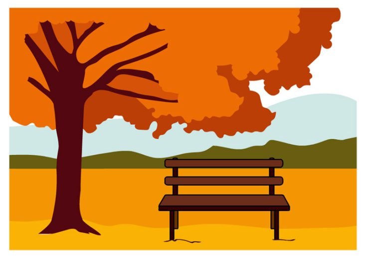 Landscape with autumn colors | Coloring Page