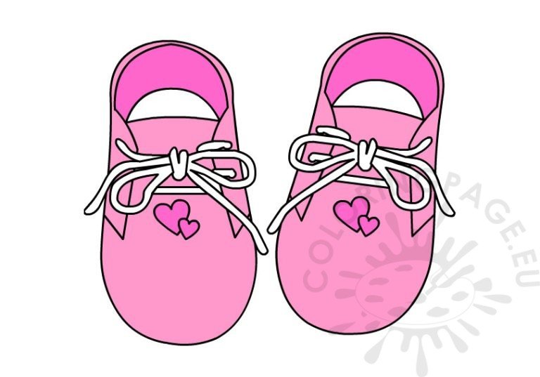 Pink Baby Shoes Coloring Page