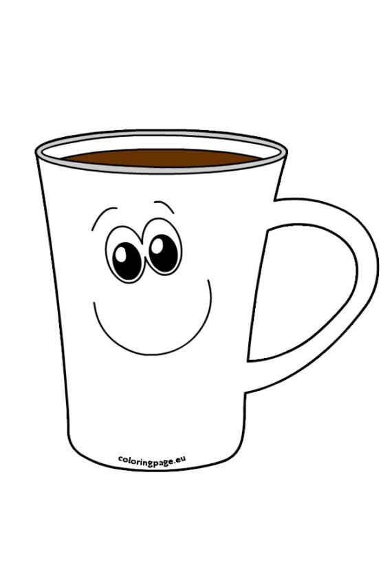 Cute Coffee mug Coloring Page