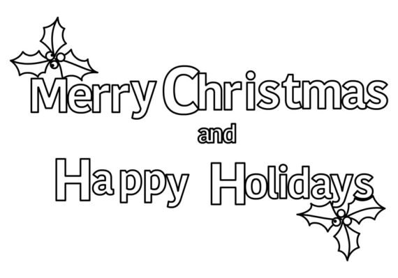 Merry Christmas Happy Holidays Coloring Page