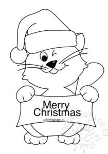 Christmas Cat | Coloring Page