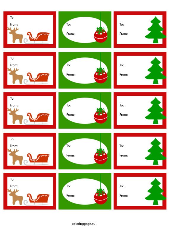 Christmas gift tag | Coloring Page