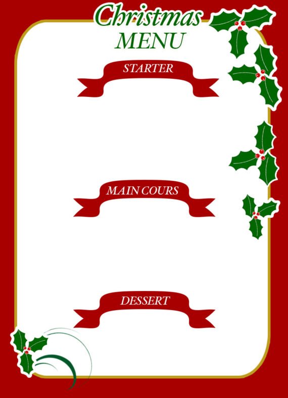 Christmas menu template | Coloring Page