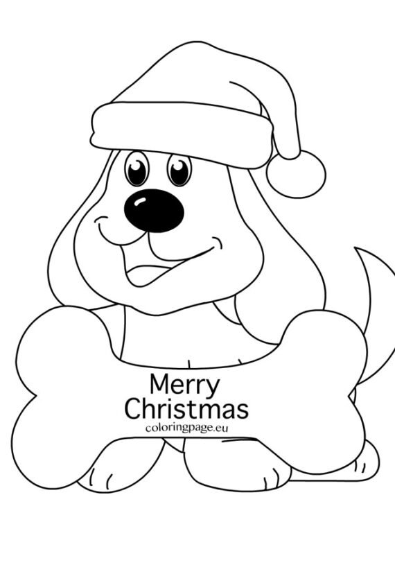 Free printable Christmas Puppy | Coloring Page