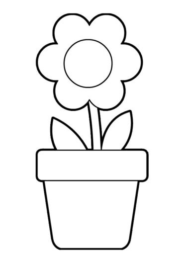 Easy Flower in Pot | Coloring Page