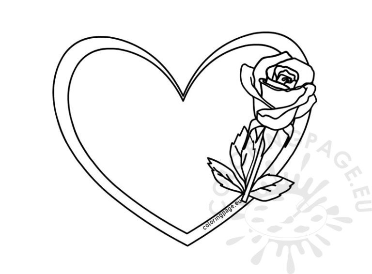 Heart and rose | Coloring Page