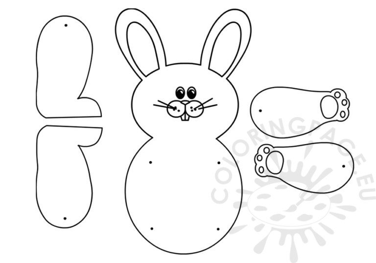 Rabbit puppet template | Coloring Page