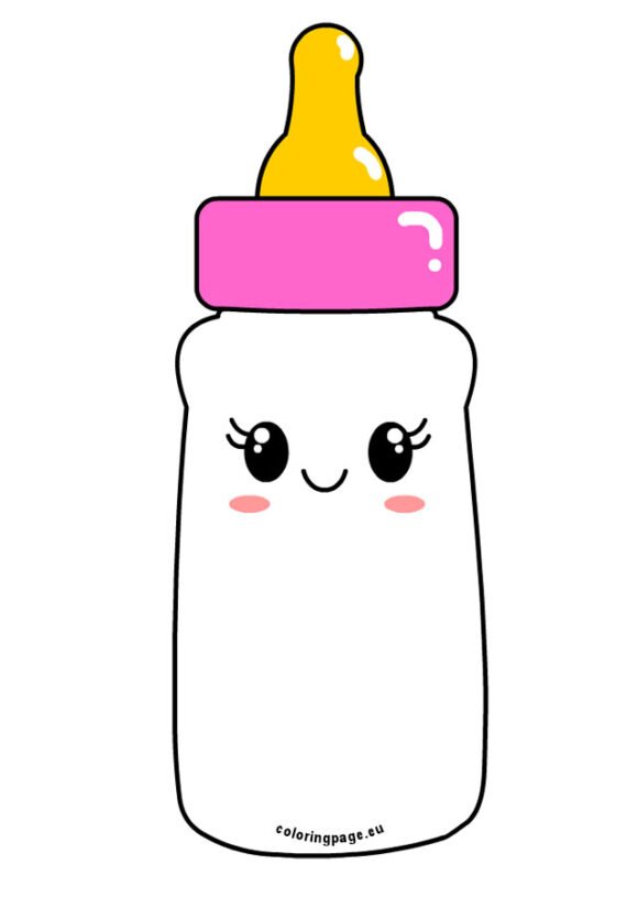 Pink Baby Bottles | Coloring Page
