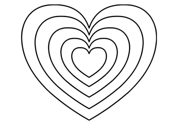 Printable rainbow heart | Coloring Page