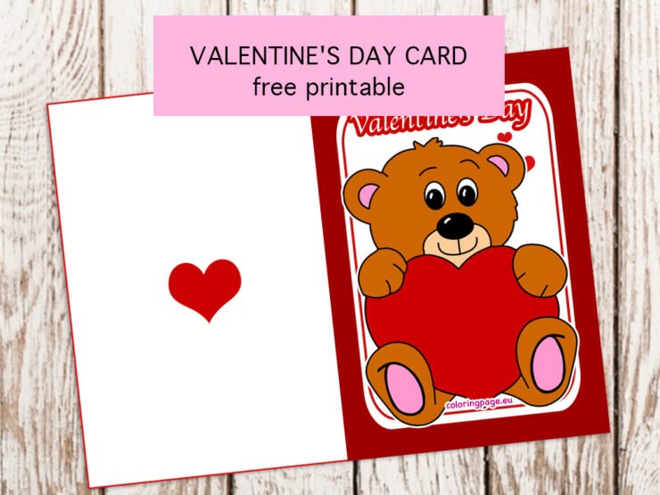 Bear Valentine Card Coloring Page