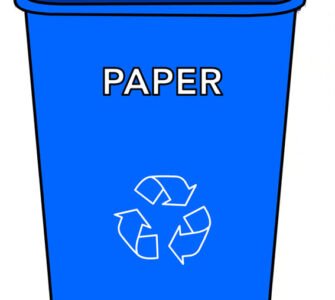 blue paper recycling bin