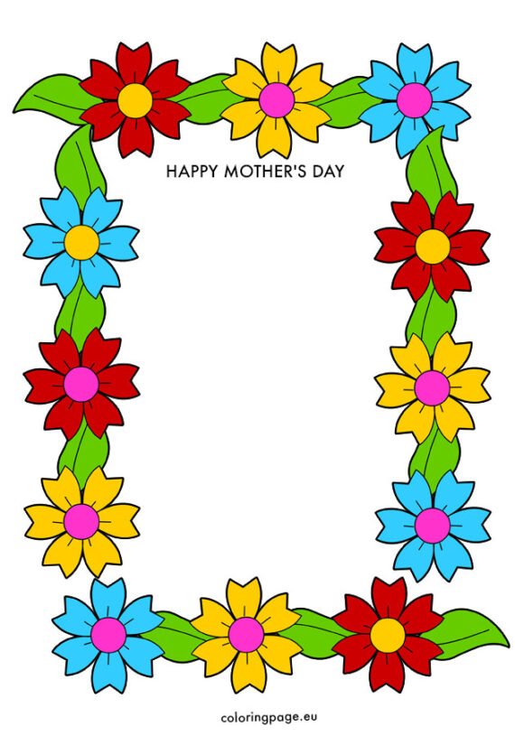 Happy Mother's Day border | Coloring Page