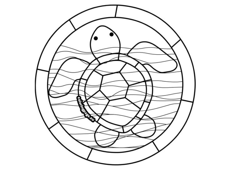 Sea turtle glass stained pattern | Coloring Page